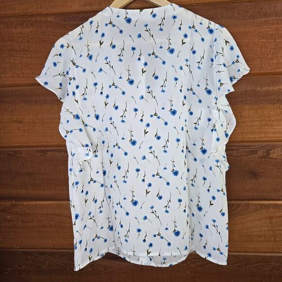 NWT Revolve Three Eighty Two Womens Floral Ruffle Blouse M Sheer Cottage Boho - Picture 10 of 11